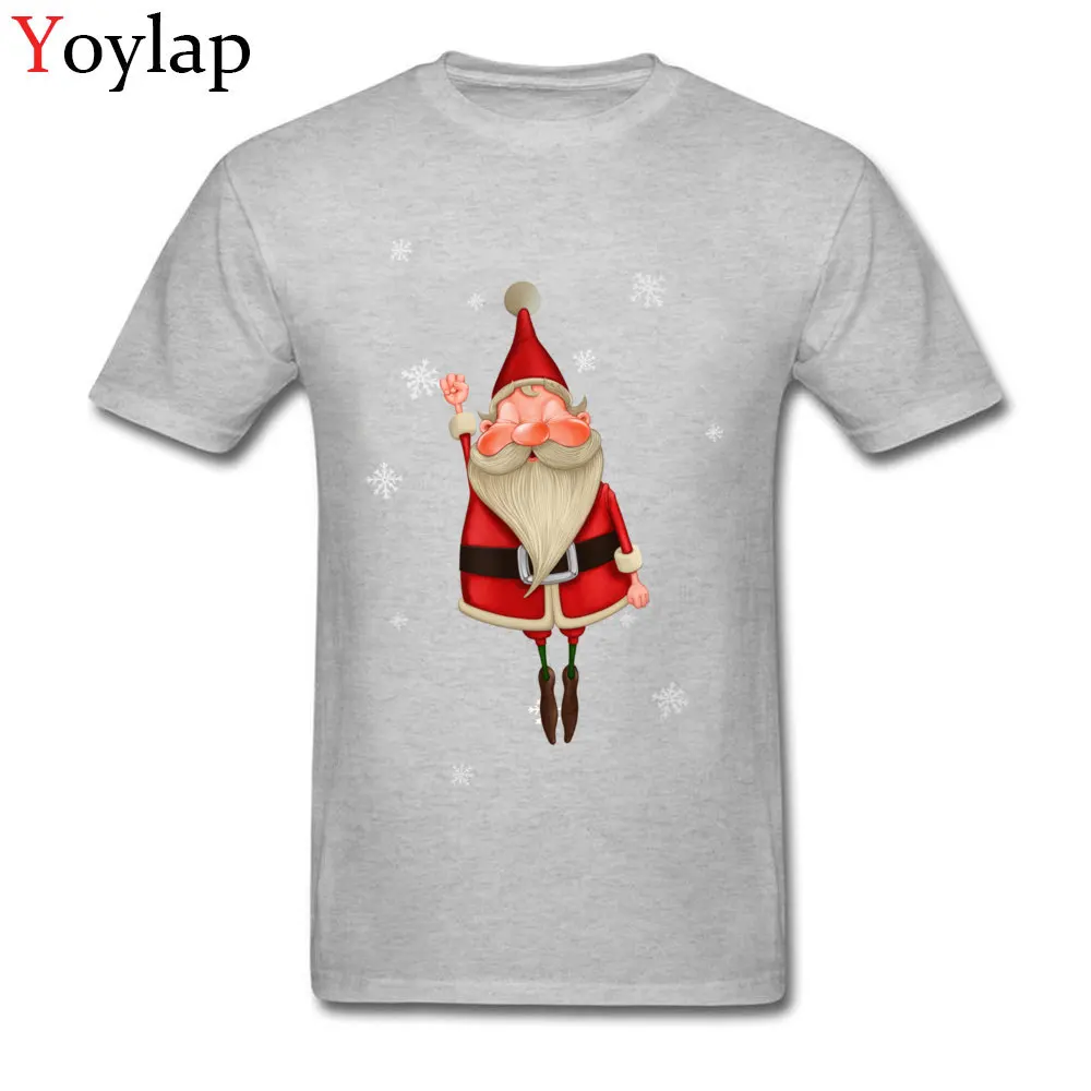 T-shirts Design Short Sleeve Funny Crewneck 100% Cotton Fabric Tops Shirts Unique Summer Santa Claus Flying Tee-Shirts for Men grey