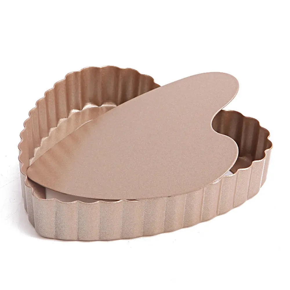 Stainless Steel pie Tart tarte Quiche pizza sapan Pan 4PC Mini Heart