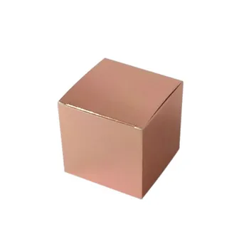 

50pcs/100pcs 5cm Square Paper Box Rose Gold Wedding Candy Gift Boxes Party Favors Box gold silver blue color