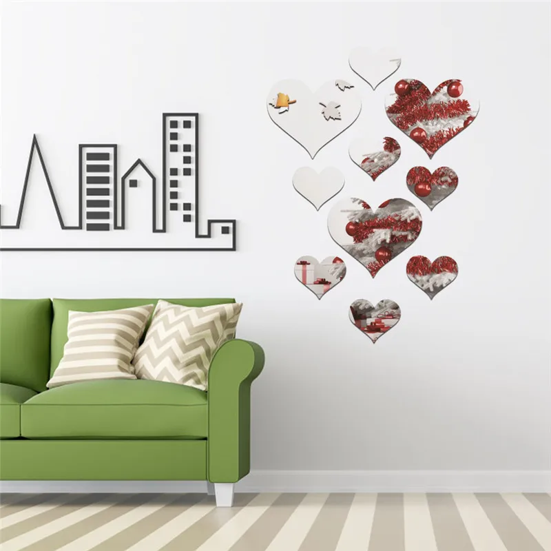 

Love Heart Acrylic 3D Mirror Wall Stickers Home Mural Decal Removable Stickers For Living Room Bathroom Decoration