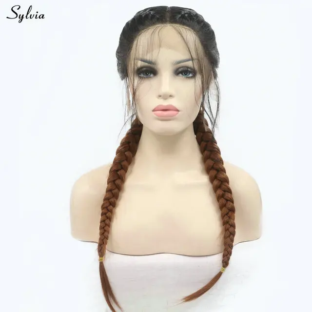 Sylvia Natural 2x Twist Braids Wig Black Ombre Brown Two Colors