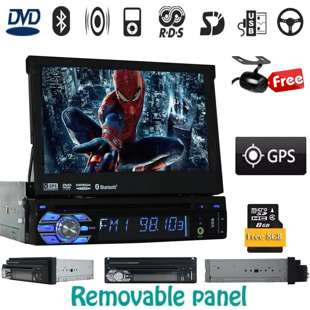 1 Din 7 Detachable Car Audio DVD Player GPS Navigation Stereo Car GPS Navigation Central font