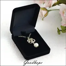 12 шт черный бархат жемчужное ожерелье в коробке и ювелирные изделия дисплей и упаковочные коробки, коробка с ювелирной подвеской 6*8*3 см ящик для хранения Cajas