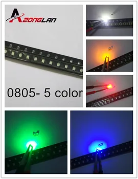 

Free Shipping 500pcs/lot 5 Colors SMD 0805 Led Ultra Bright Red/Green/Blue/Yellow/White Water Clear LED Light Diode