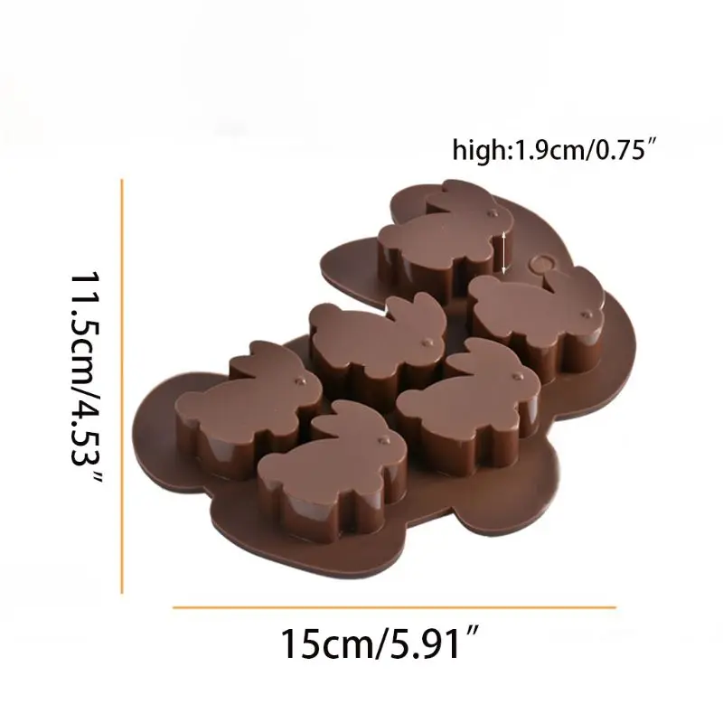 6 Hole Silicone Bunny Mold 3D Rabbit Shape Dessert Molds Bakings Home Decor