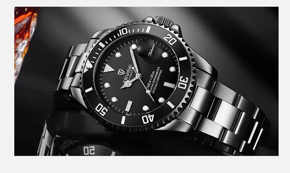 TEVISE Green Watch Men Automatic Mechanical Anti-Scratch Rotatable Outer Ring Waterproof Luminous Mens Watches Top Brand Luxury most accurate mechanical watch