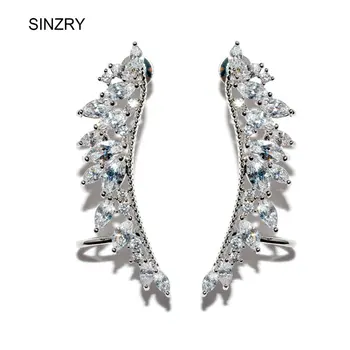 

SINZRY Retail & Wholesale Clear but cubic zircon Glitter wing otica cuff stud earrings for women fashion Korean jewelry