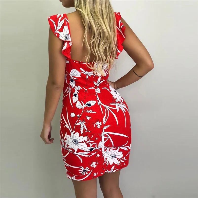 Fashion Women Summer Sleeveless Printed Elastic Waist Casual Beach Party Mini Dress vestidos largos cortos mujer H13 (6)