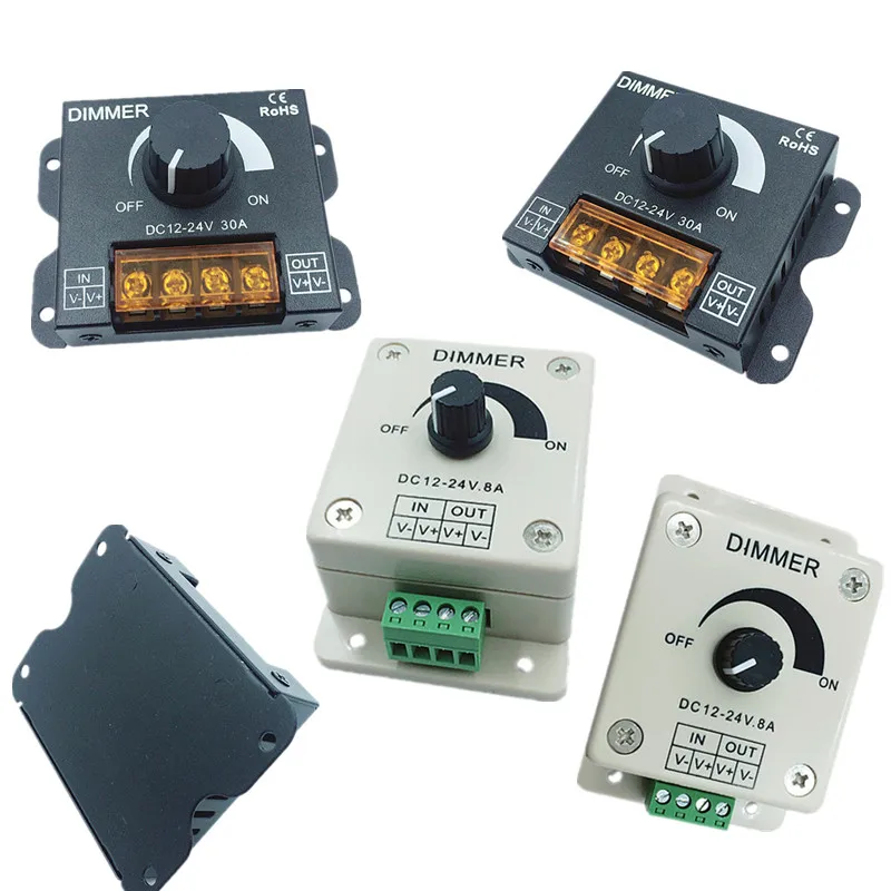 LED Dimmer DC12 24V 8A 30A Adjustable Brightness Lamp Strip Driver