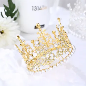

Cake Crown Zinc Alloy Bridal Headdress Princess Crown Hair Accessories Birthday Headband Baking Decoration Pearl Accessories