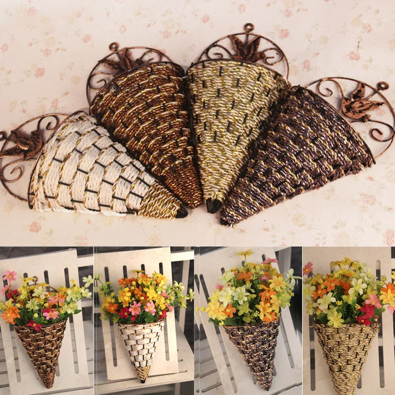 Настенная ваза из ротанга для искусственных цветов и растений 1111|vase lamp|vase handmounting