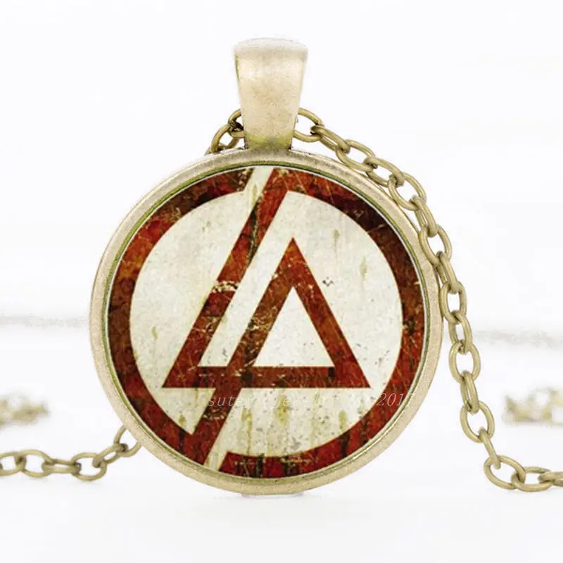 Горячая Мода Linkin Park логотип кулон ожерелье ювелирные изделия стеклянный купол ожерелья для мужчин женщин поклонников аксессуары подарок - Окраска металла: bronze6