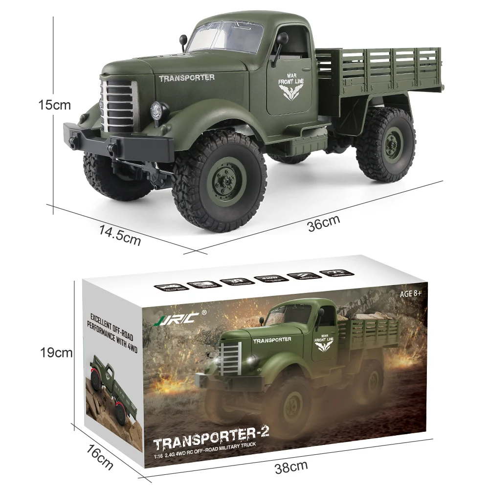 JJR/C Q61 1/16 2.4G RC Car 4WD RC Off-road Remote Control Car militaire Truck Transporter RTR RC Toys for Children Kids Gifts