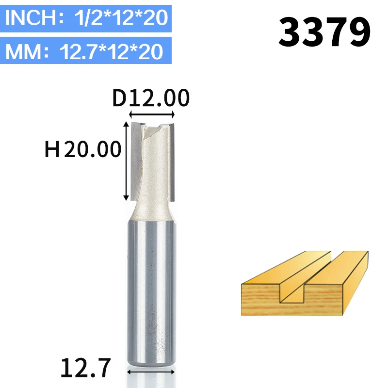 HUHAO 1pcs 1/2"Shank 2 flute straight bit Woodworking Tools Router Bits for Wood Tungsten Carbide endmill milling cutter - Длина режущей кромки: 3379