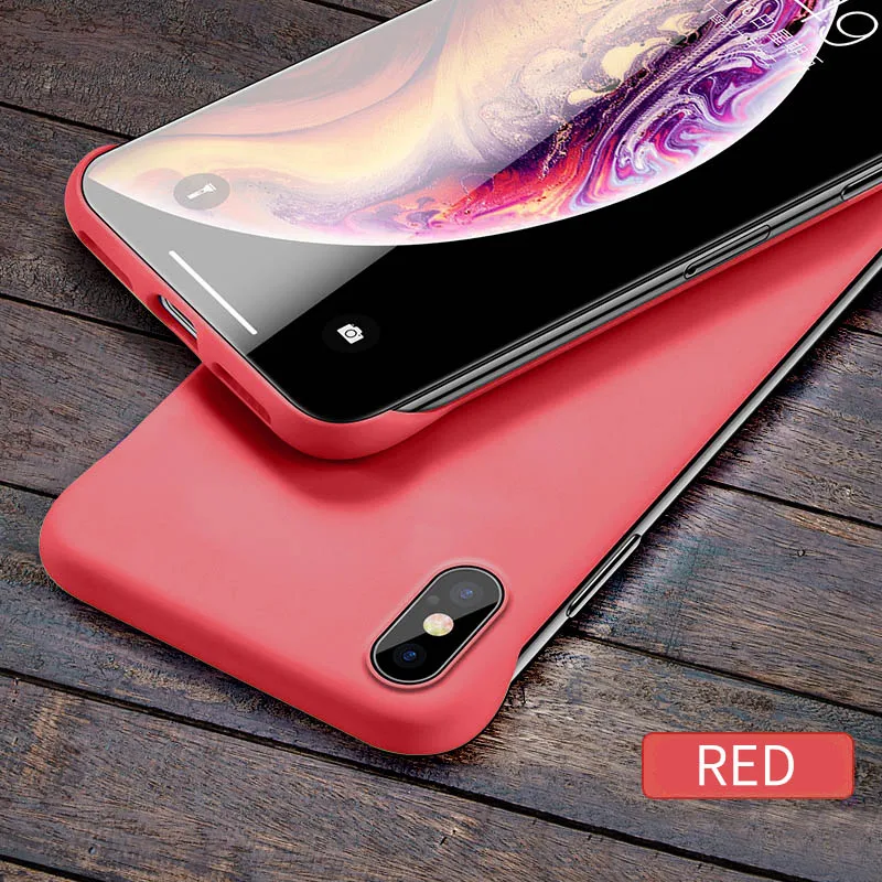 Slim Scrub Hard PC Frameless Phone Case For iphone6 6S 7 8 Plus XR X XS Max 11 Solid Candy Matte Thin Back Cover Borderless Capa - Цвет: Red