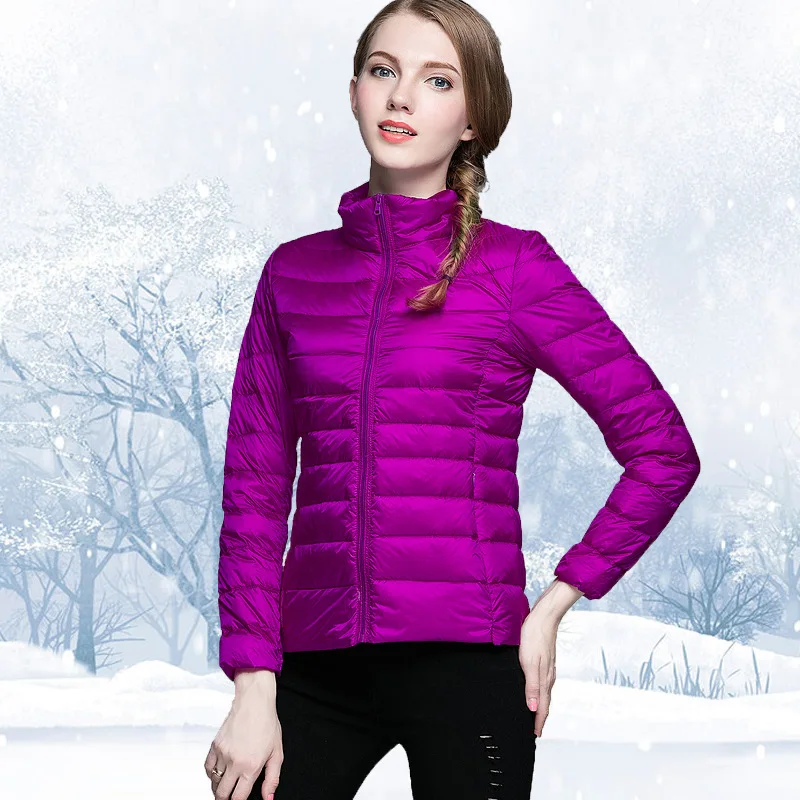  winter Thin and light Women's Long sleeve Down Coats 12 color options Fashion Slim Women Down jacke