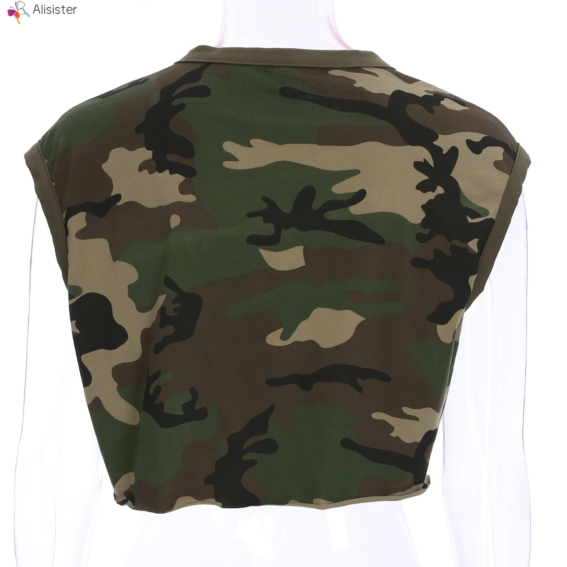 Camo Print Crop Tee летние женские хлопковые топы уличная мода Камуфляжный армейский зеленый Повседневный короткий топ Базовая футболка