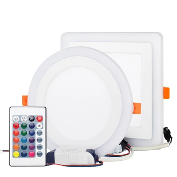 

AC85-265V Acrylic Ultra thin LED Panel Light RGBW RGBWW with 24Key Remote 6W 9W 18W 24W LED Downlights Ceiling Lamp