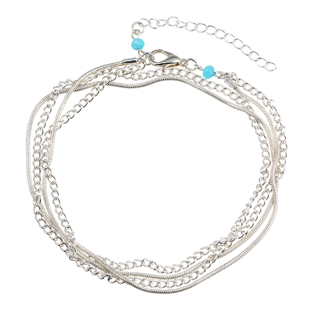 

Fashion Multilayer Silver Color Tassel Chain Anklet Bohemian Summer Beach Foot Snake Chain Ankle Bracelet Women Cheville Jewelry