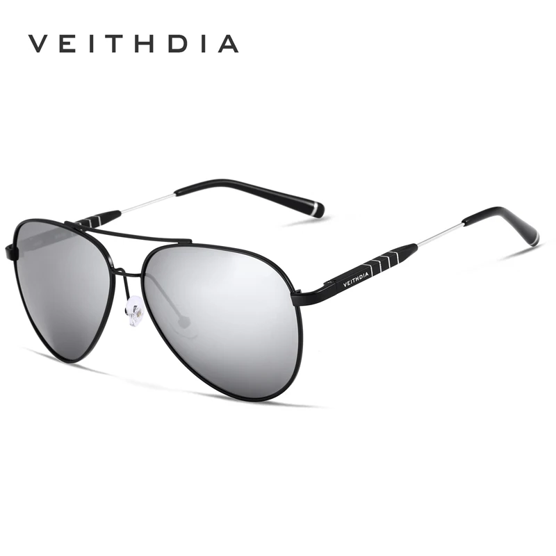 Новое поступление, винтажные брендовые Дизайнерские мужские солнцезащитные очки VEITHDIA, мужские/женские солнцезащитные очки gafas oculos de sol masculino VT6698 - Цвет линз: Black silver mirror