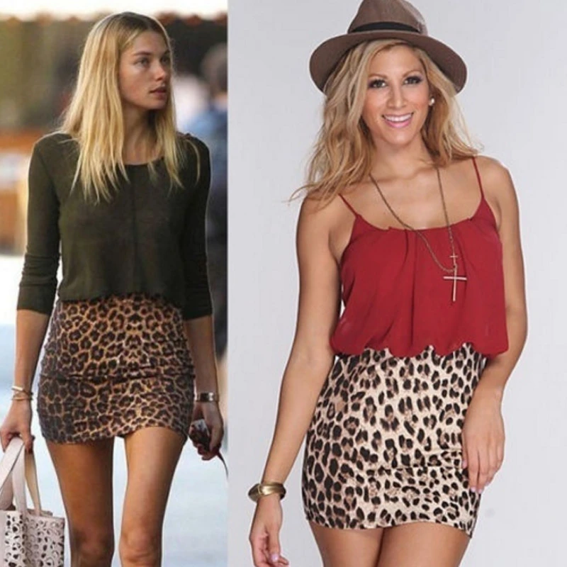 

women sexy Bodycon leopard print skirt side zipper faldas mujer female basic streetwear summer casual mini skirts Mini Skirts