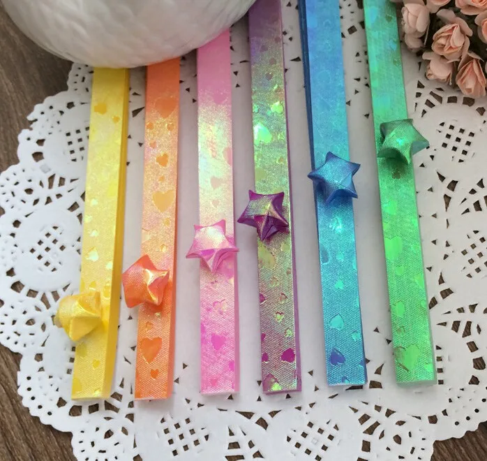 90 штук набор для складывания счастливый оригами Сердце diy жемчужный блеск 10