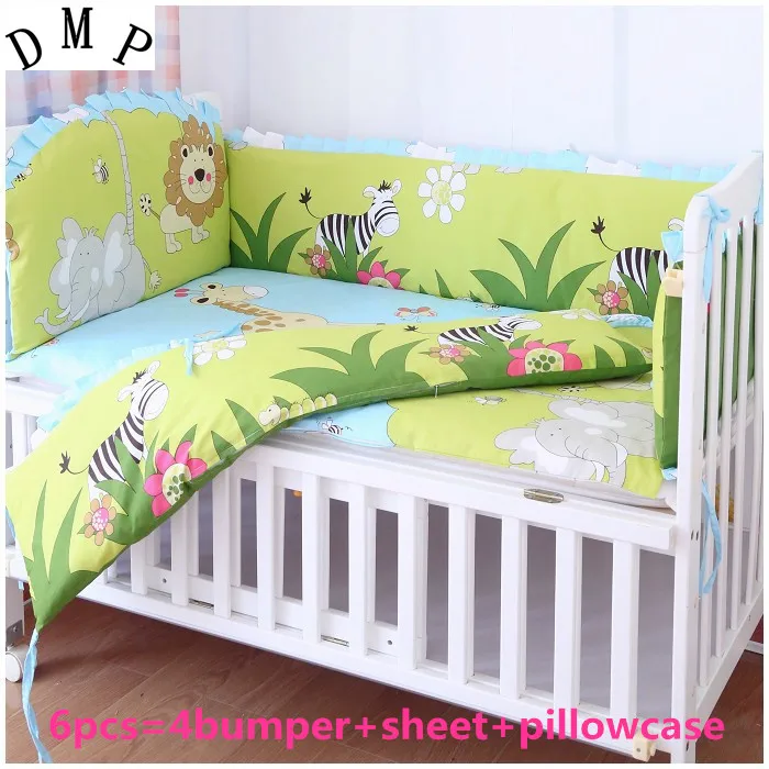 

Promotion! 6pcs Baby Bedding Set Crib Set 100% Cotton Bumper Winter Bedclothes ,include (bumpers+sheet+pillow cover)