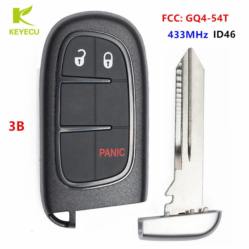 KEYECU Замена ДИСТАНЦИОННОГО Fobik брелок 433 МГц 46 чип для ram 1500 2500 3500 2013- FCC ID: GQ4-54T - Количество кнопок: 3 buttons