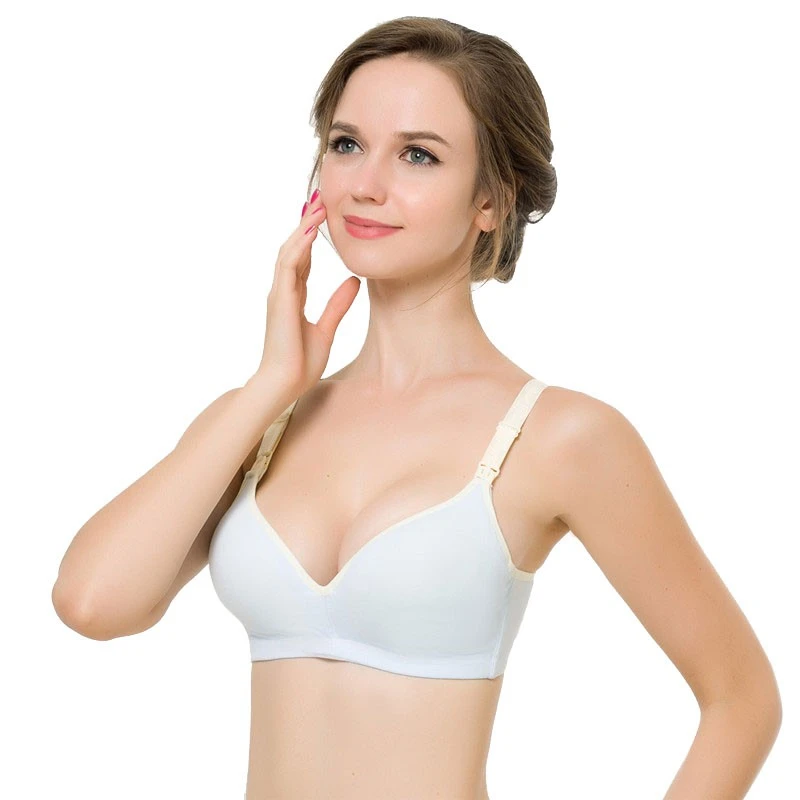 3 One-piece Traceless Cotton Nursing Bra Maternity Bras Wirefree Pregnant Women Bra Pregnancy Underwear for Breastfeeding Sky Blue