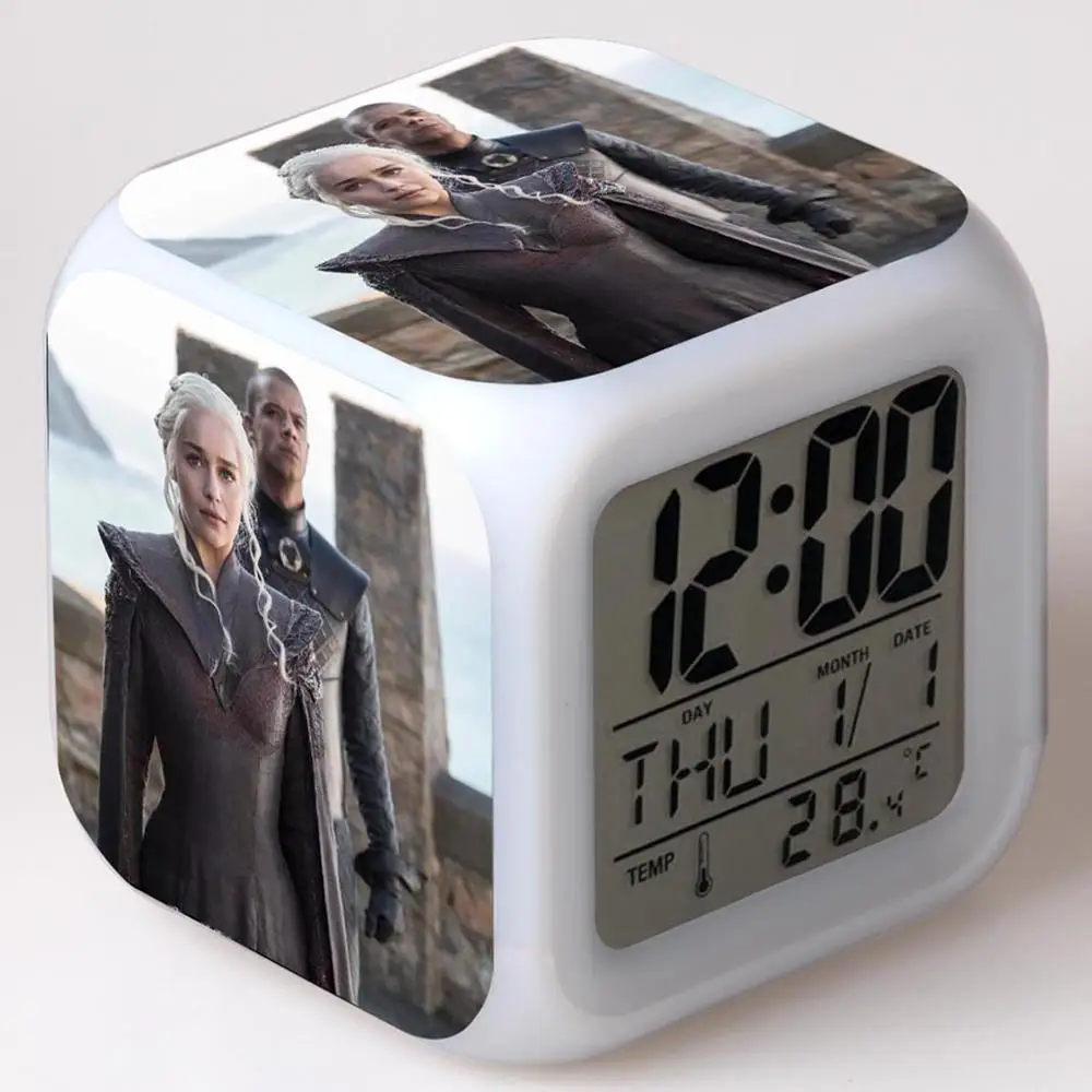 HBO фильм Gamen of Thrones сезон будильник светодиодный свет 7 цветов изменить проекционная лампа аниме игрушки Дети сенсорные часы - Цвет: 15