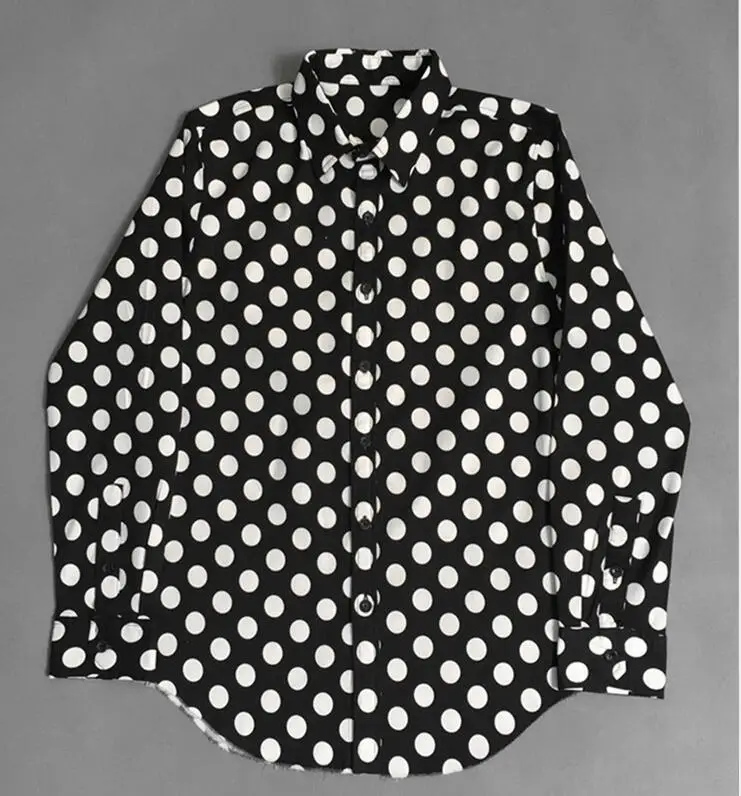 Высокая Новинка 19ss мужские рубашки в горошек Модные хлопковые повседневные рубашки рубашка Высокое качество карман с длинными рукавами Топ S 2XL# C93 - Цвет: 2