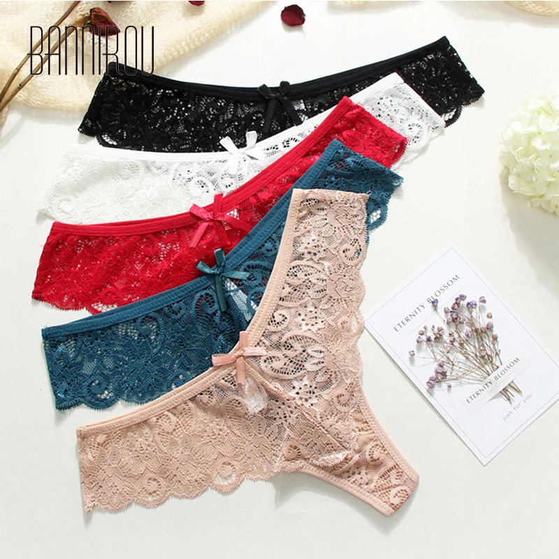 

1 Pcs Underwear For Woman Low Rise T-back G-string Lingerie Hollow Out Panty Sexy Lace Woman Thong Panties For Woman BANNIROU