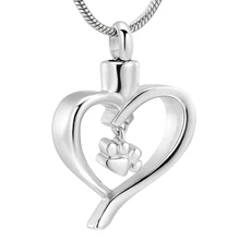font b Pet b font Paw Print in Heart Ashes Holder Pendant Stainless Steel Keepsake