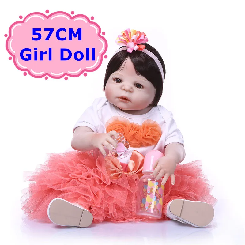 

NPK Adorable 57CM Reborn Doll Handmade Full Silicone Bebe Reborn Girl Doll Boneca In Cute Clothes Fashion Baby Dolls For Girls