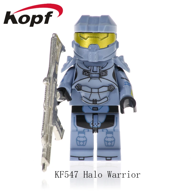 KF542 Одиночная строительные блоки Halo Spartan Solider с реальным металлическим оружием кирпичи Экшн фигурки Обучающие Подарочные игрушки для детей