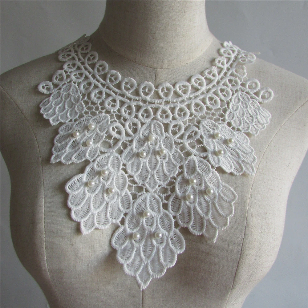 High Quality White Pearl Embroidery Lace Collar Diy Clothing Sewing