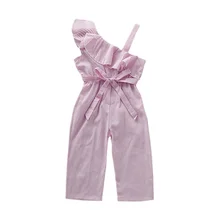 Летний детский комбинезон в полоску без рукавов с открытыми плечами для маленьких девочек Одежда для новорожденных