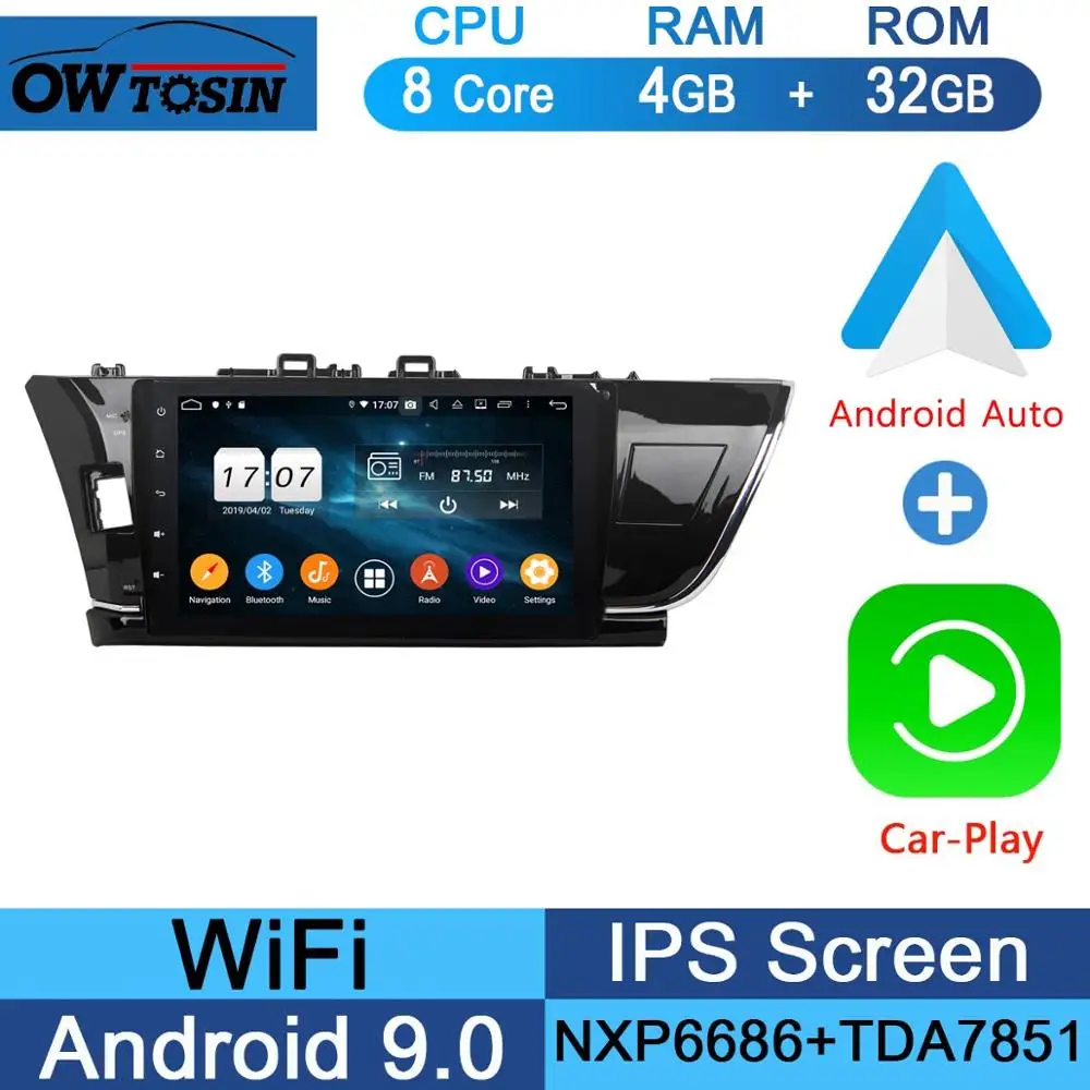 10," ips Android 9,0 8 Core 4G+ 64G Автомобильный мультимедийный плеер gps радио для Toyota Corolla 2013 DSP CarPlay Parrot BT - Цвет: 32G CarPlay Android