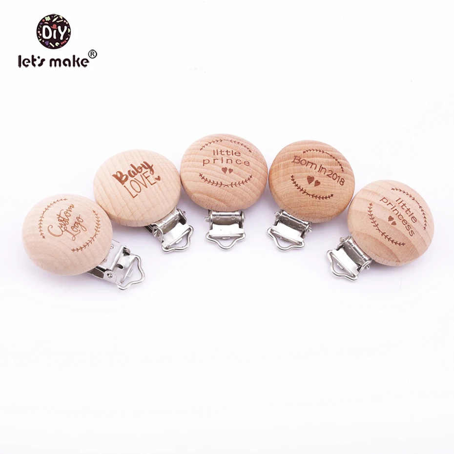 

Let's Make Pacifier Clip 50pc Round Wooden Engrave Customizable Personalise Baby Wooden Dummy Clip Neutral Gift Charms Beads