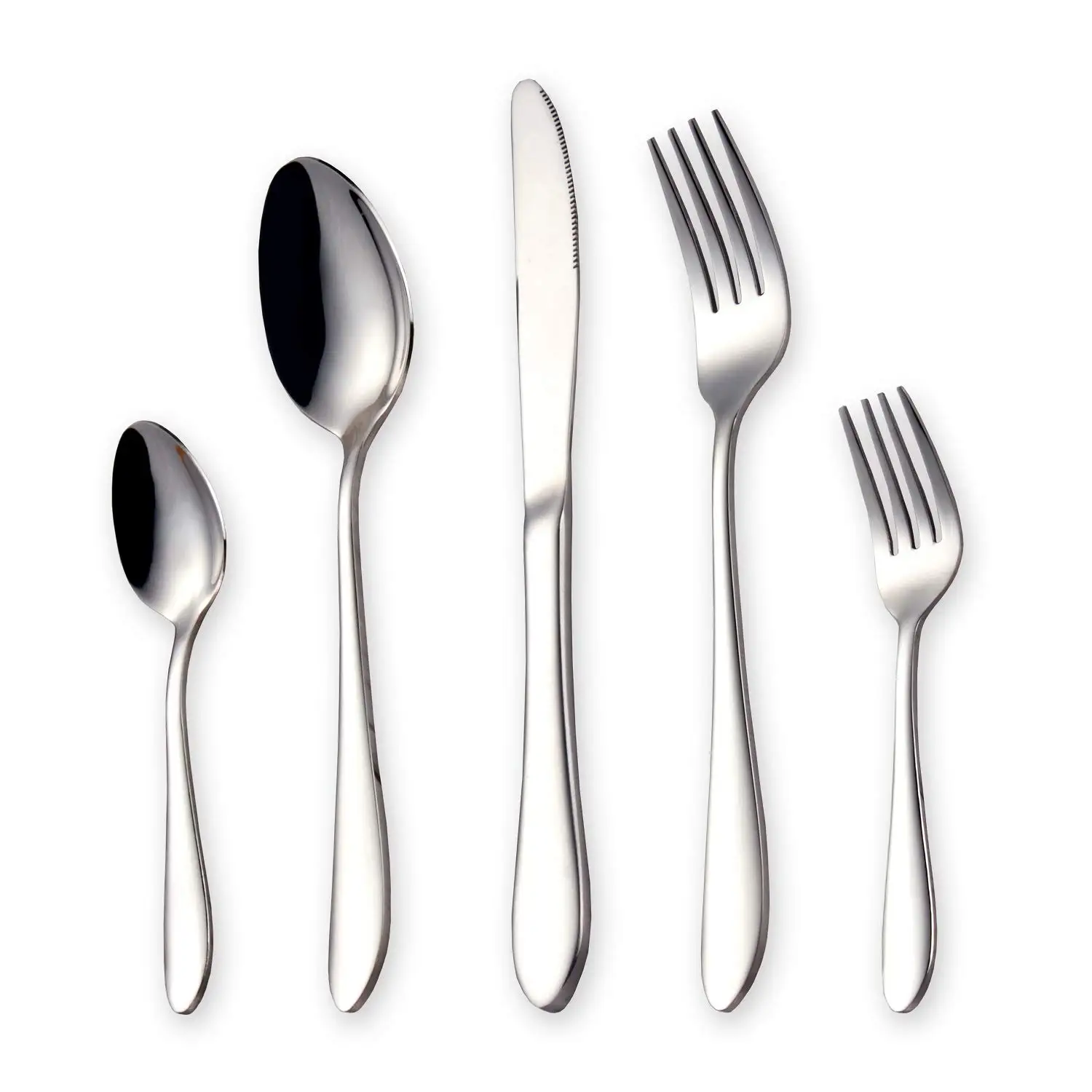 

5Pcs/ Set Stainless Steel Cutlery Set Silverware Flatware Set Knives Forks Spoons Dinnerware Set for Travel Home Kitchen Outdoor