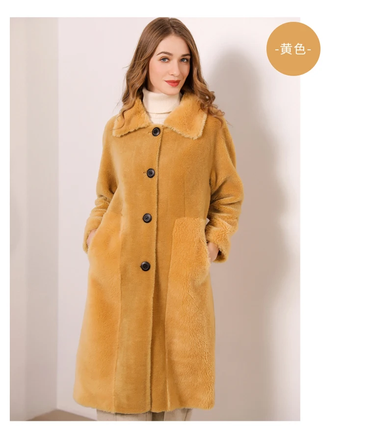 Пальто для стрижки овец, Женское пальто из натурального меха, Женская куртка, длинное зимнее теплое пальто из овечьей шерсти, casaco feminino
