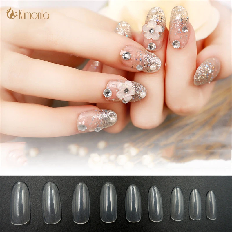 

500pcs/bag Oval False Nail Tips Clear/ Natural Full Cover Fake Nails ABS Artificial Plastic Nail Art Tips Manicure Beauty Tools