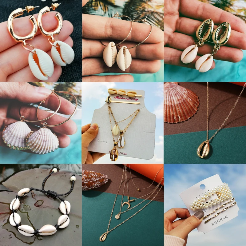 

Fashion Brincos Shell Jewelry For Women Big Circle Dangle Earring 2019 Gold Color Earrings Female BOHO Bohemian Sea Jewelry