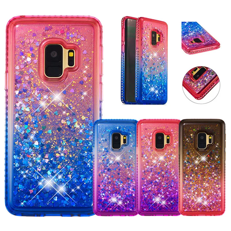 

Luxury Edge Diamond Quicksand Case Soft TPU Silicone Cover Hull Shell Coque Fundas for Samsung Galaxy S8 S9 Plus Note 9