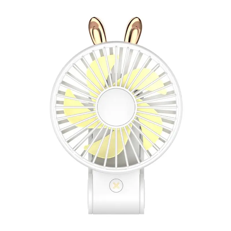 270 Degree Adjustable Cute Rabbit Bear Mini USB Foldable Handheld Fan Easy to Carry Small Fan with Hanging Rope Summer Cooling S