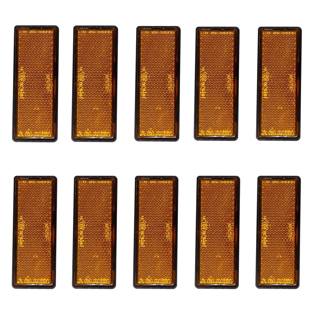 

10pcs/set Car Trailer Reflectors Amber Oblong Rectangular Warning Sign Reflective Self-Adhesive Safety Sign reflector strip