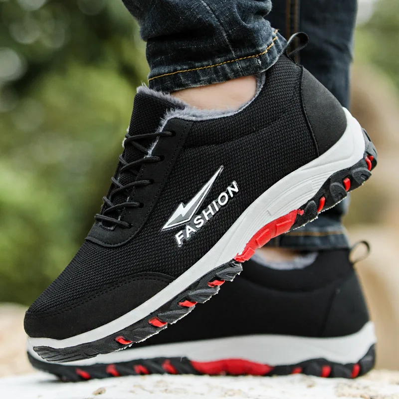 

Winter shoes Men canvas Winter Shoes Men Plush Tennis Sneakers For Winter Ankle shoes Male Warm Casual Shoes Botas Hombre Black