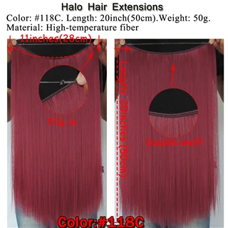 Ysz5050 2 шт. xi. rocks много синтетических волос для наращивания 20 дюймов парики Halo Расширения прямой эластичный Канат двойной уток черный парик - Цвет: 118C #