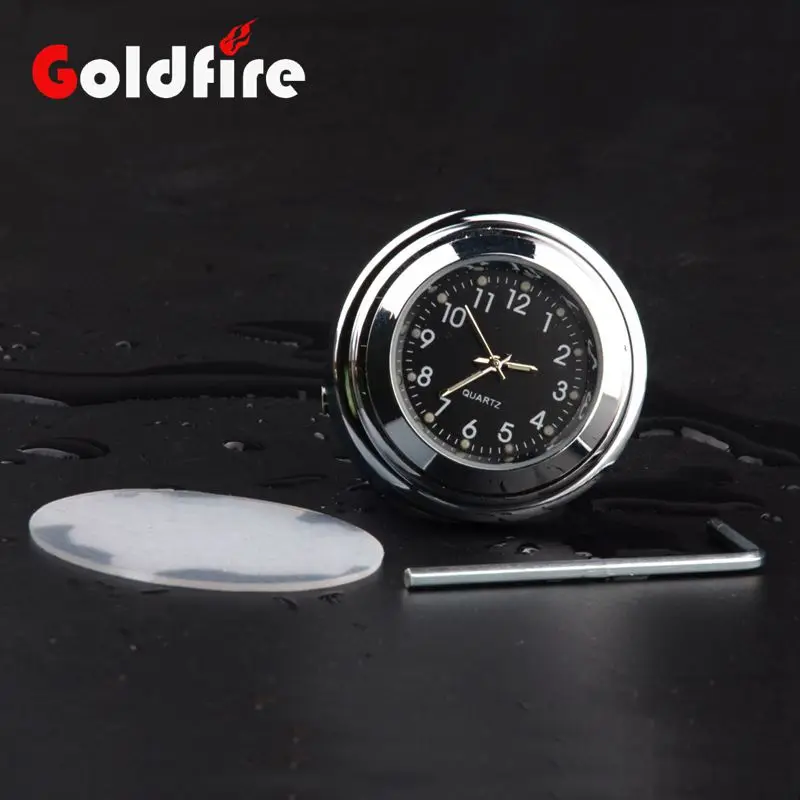 Waterproof 7/8" 1" Chrome Motorcycle Handlebar Mount Quartz Clock Watch