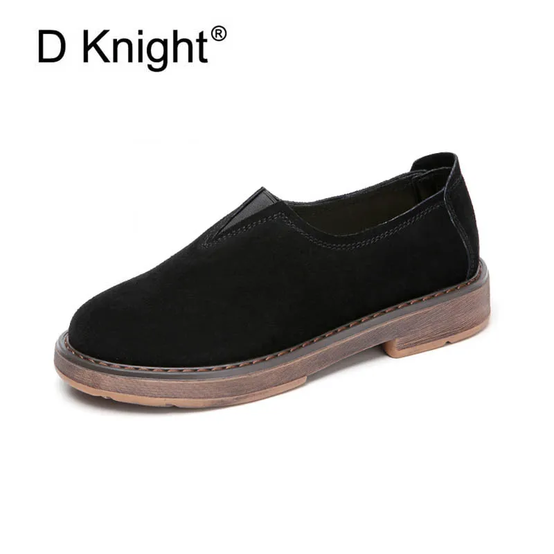 

Vintage Cow Suede Loafers For Women New Fashion Round Toe Slip-on Women Casual Loafers Ladies Leisure Flat Shoes Mother Shoes